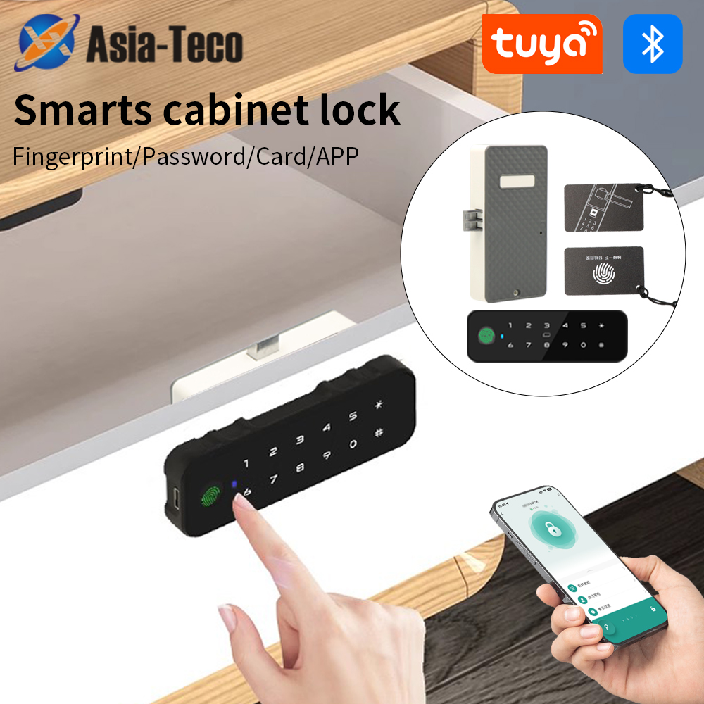 Home Security Door Lock - Tuya Bluetooth Smart Wood Cabinet Fingerprint