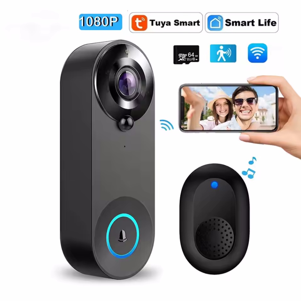 Home Security Lidar - Tuya 1080P Wireless WIFI Doorbell Video