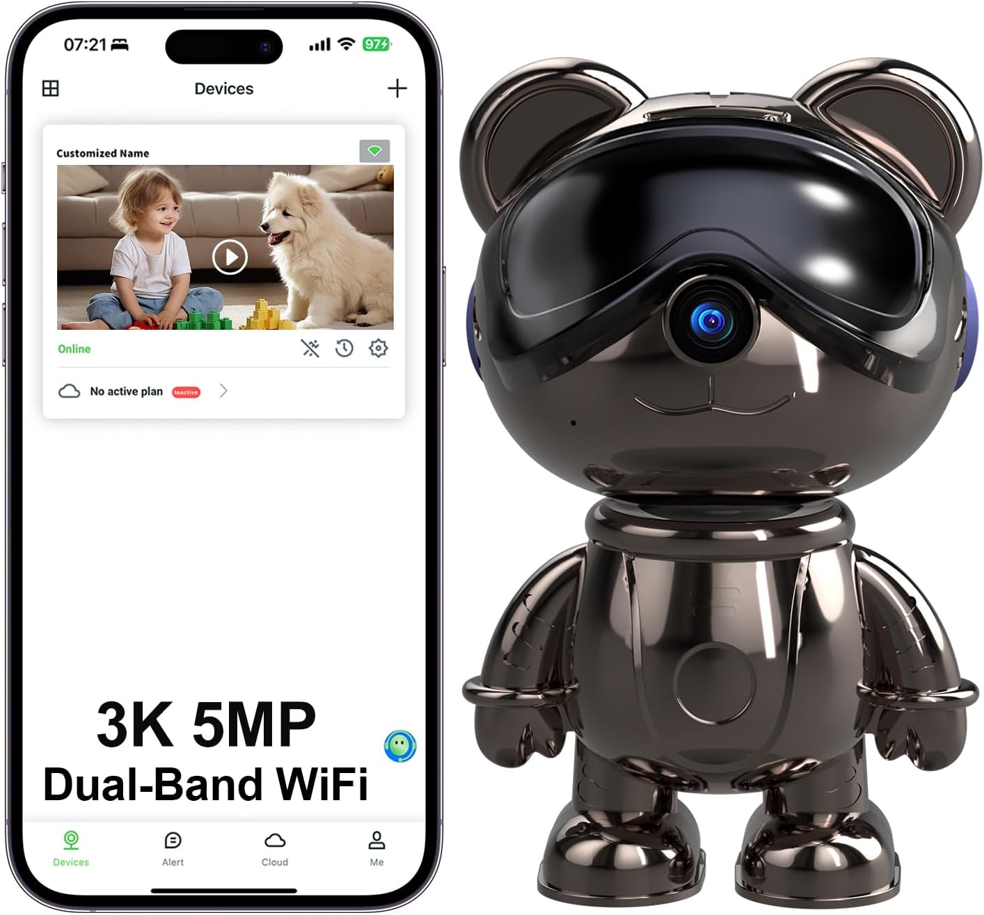 Home Security Indoor Cameras - Indoor WiFi Security Camera, 5MP Pan/Tilt