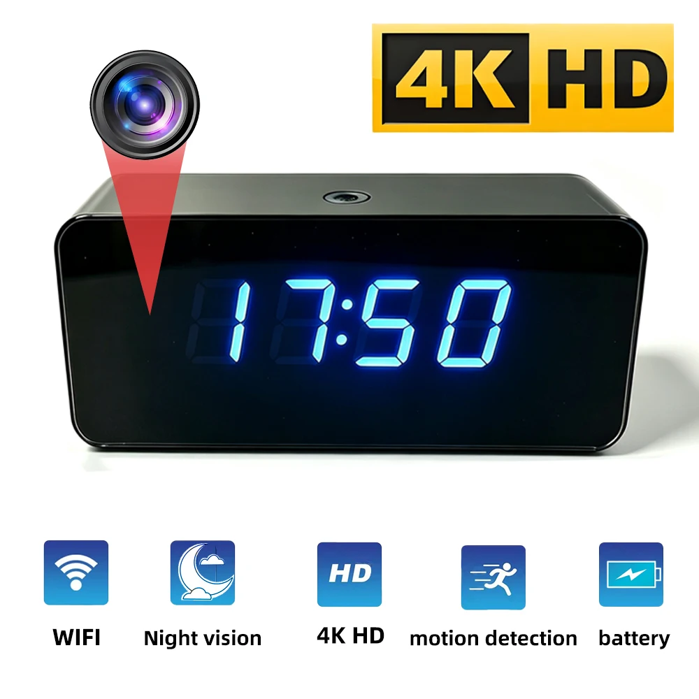Hidden Camera Clock - 4K HDWiFi mini clock camera, supports