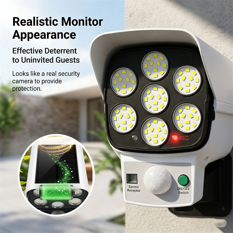 Home Yard Security - Solar Powered Dummy Security Camera with
