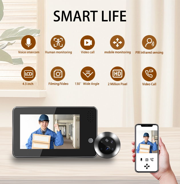 Home Security Indoor Cameras - 4.3inch Tuya Smartlife WiFi Doorbell Visual