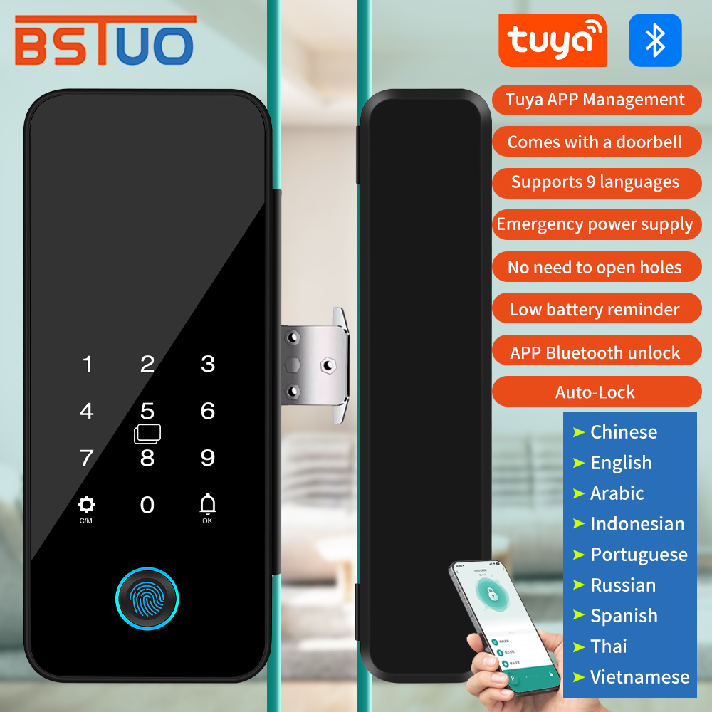 Home Security Keypad - Multifunctional Smart Glass Door Lock Electronic