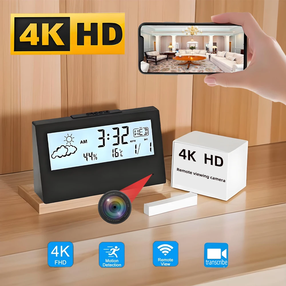 Hidden Camera Clock - HD 4K New Mini WiFi Camera,