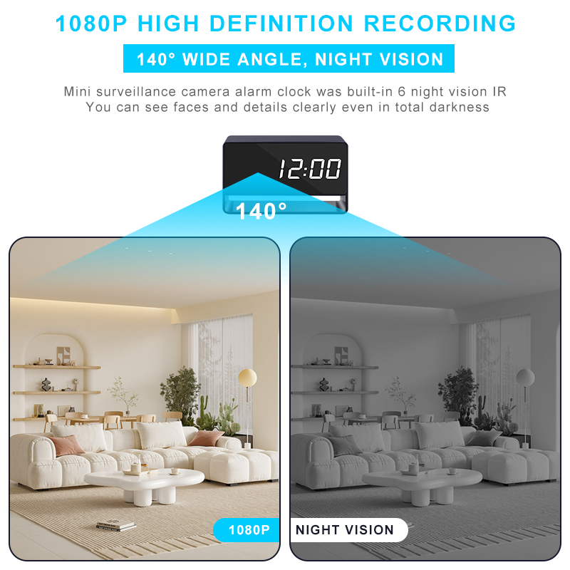 1080P WiFi Camera Digital Cloc - Hidden Camera Clock recension och pris
