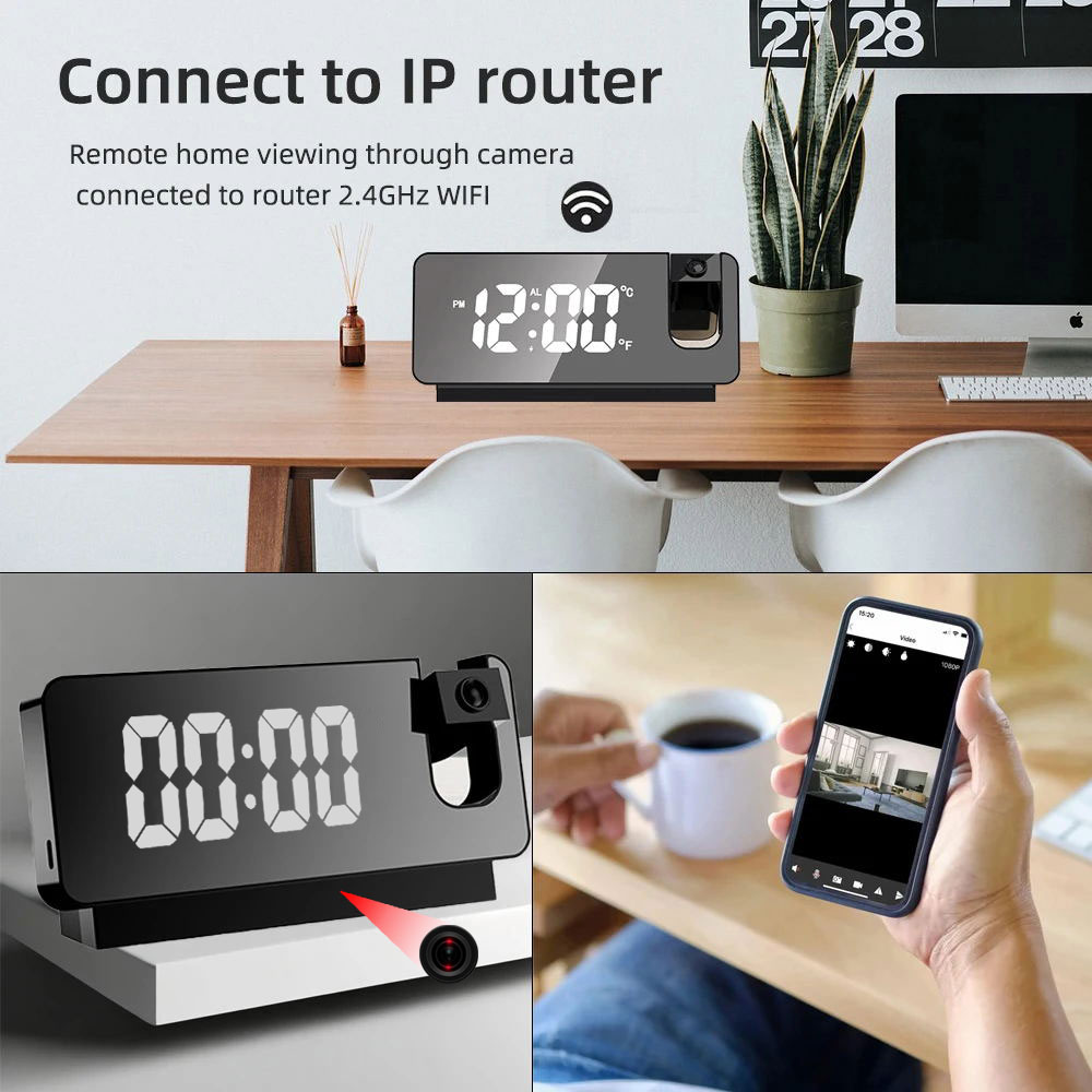 4K HD Projection Alarm Clock C - Hidden Camera Clock recension och pris