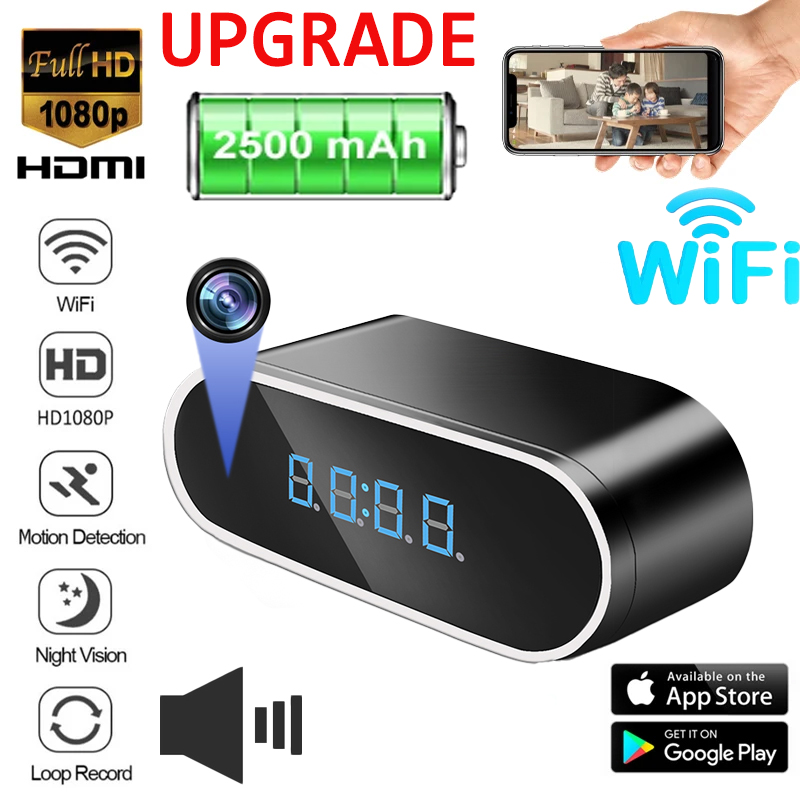 Upgrade 2500mAh 1080P Mini Cam - Hidden Camera Clock recension och pris