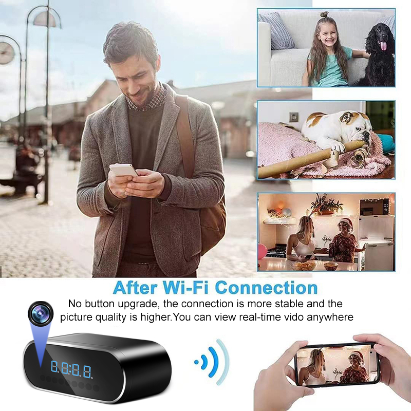 Upgrade 2500mAh 1080P Mini Cam - Hidden Camera Clock recension och pris