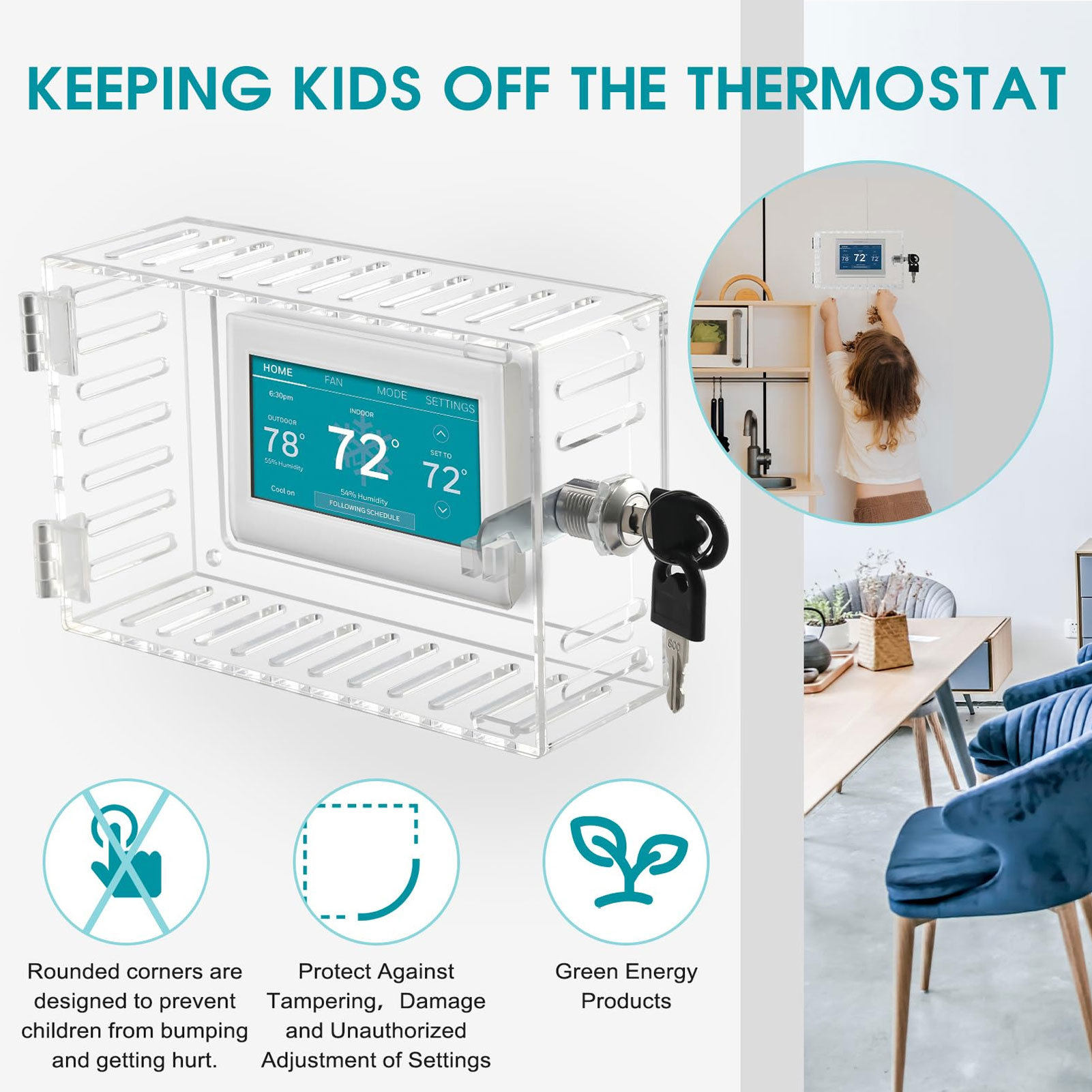 Thermostat Lock Box Clear Acry - Home Security Firms recension och pris