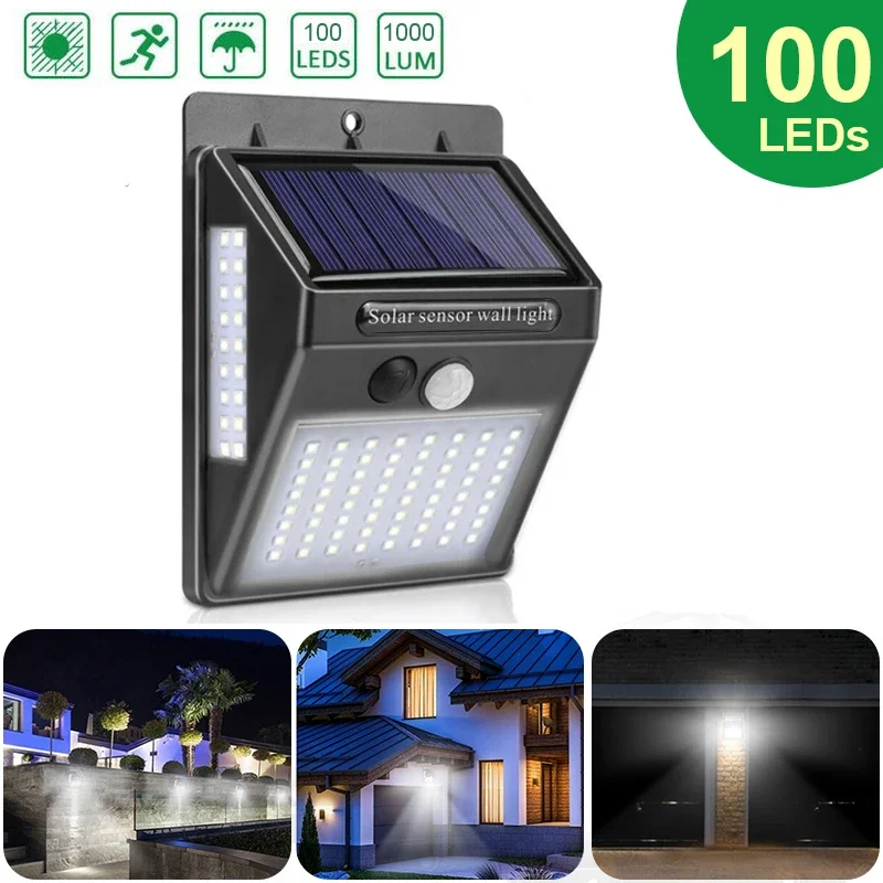 Outdoor Solar 100 LED PIR Moti - Home Yard Security recension och pris